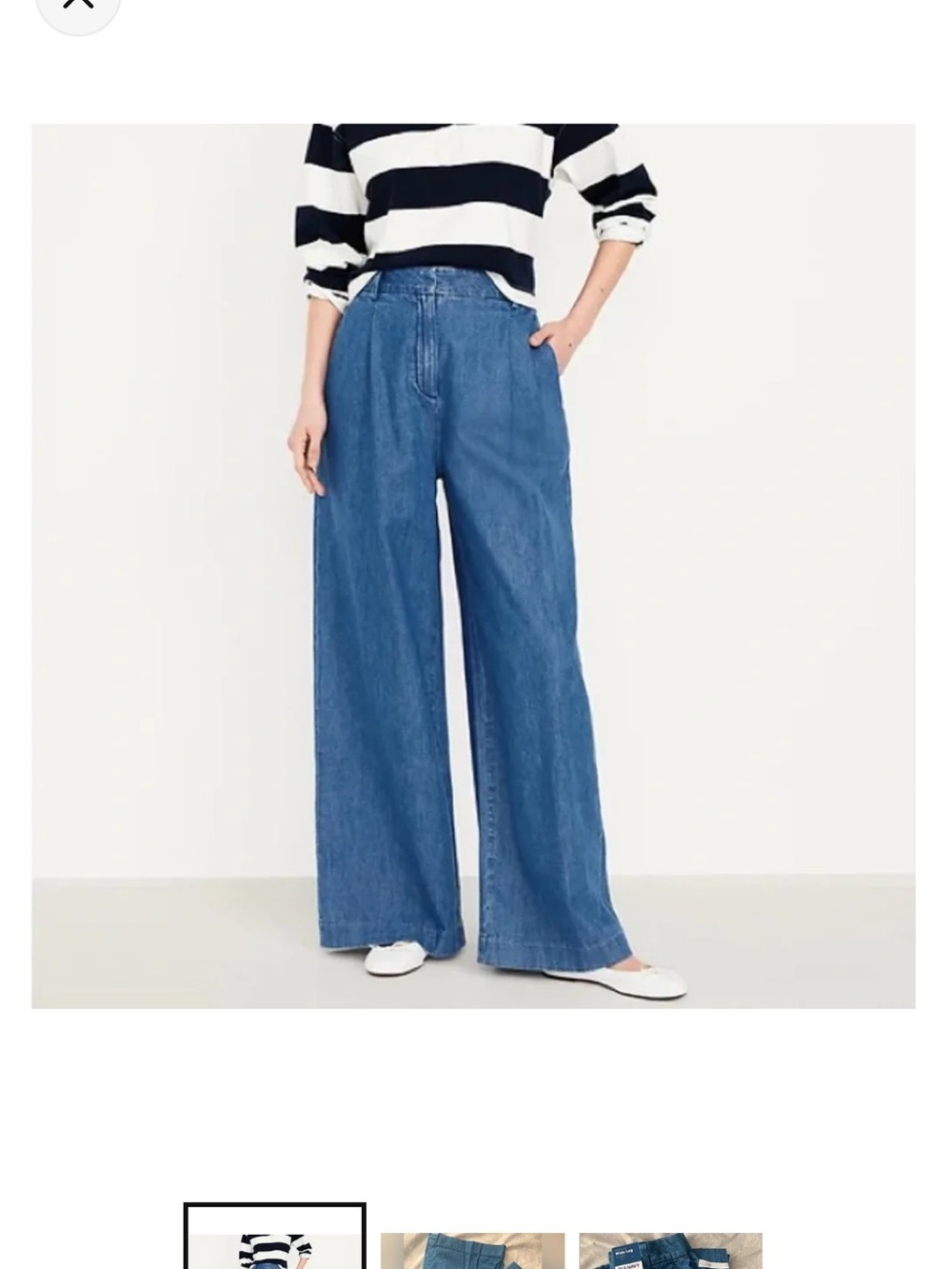 Old Navy Wide-Leg Denim Pants in Medium Blue adjustable size waist